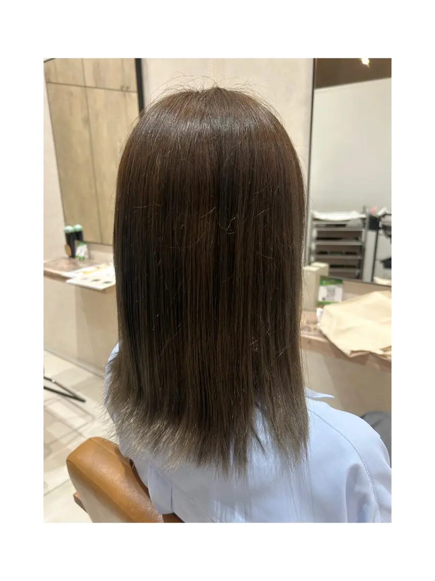 ミディアム カラー パーマ 縮毛矯正 縮毛矯正 トリートメント ヘアセット 艶カラー&ストレート ✨️ほのか☺︎″のヘアスタイル