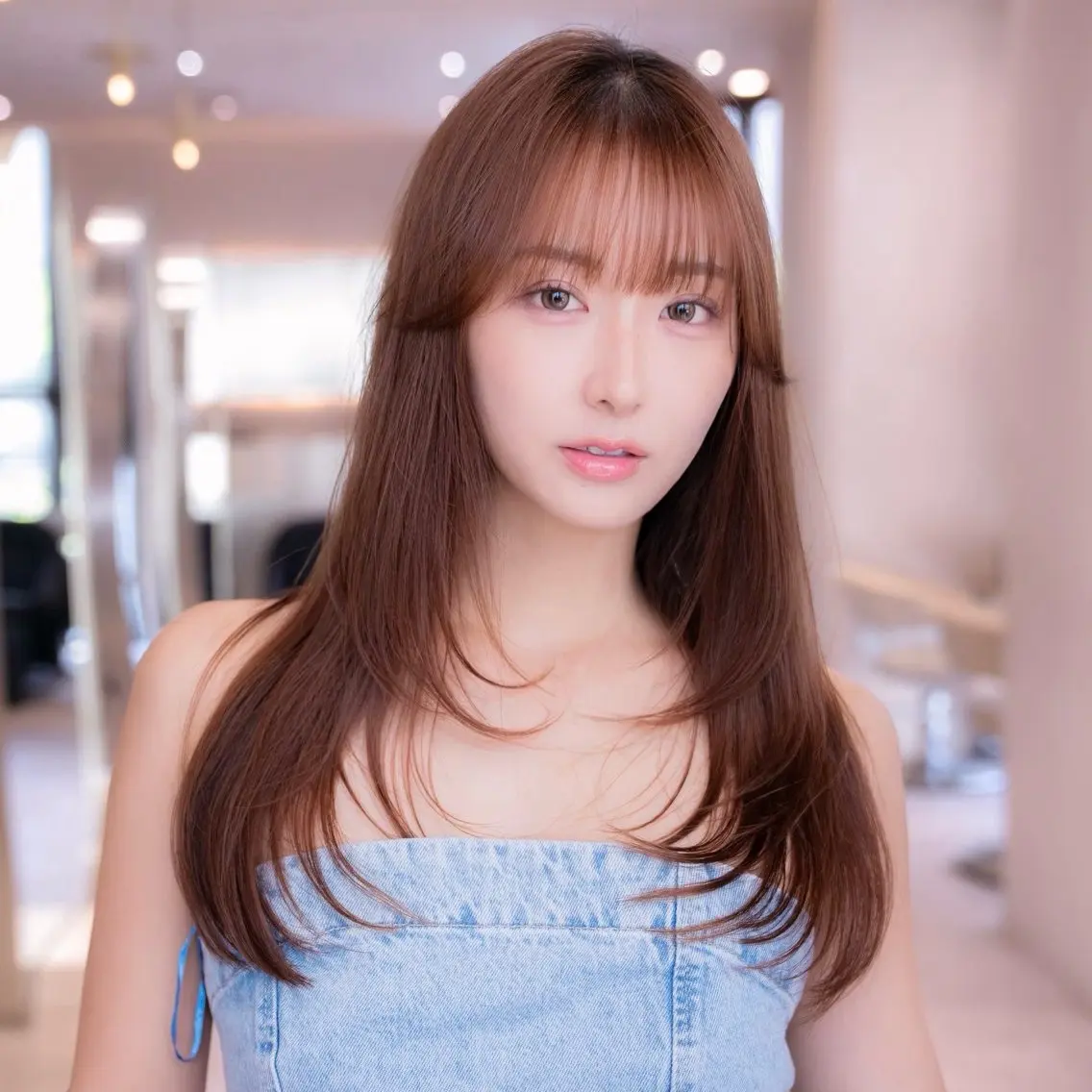 セミロング ボブ 顔まわりレイヤー 顔周りカット ハッシュカット 髪質改善 原宿/韓国/髪質改善 /レイヤー/ボブのヘアスタイル
