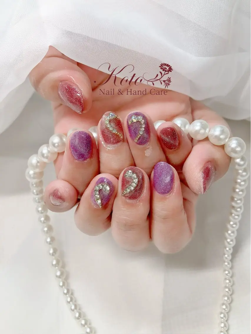 ネイル 長さ出し ジェルネイル ハート 持ち込み ニュアンスネイル ハンドネイル Nail Salon KOTOのネイルデザイン