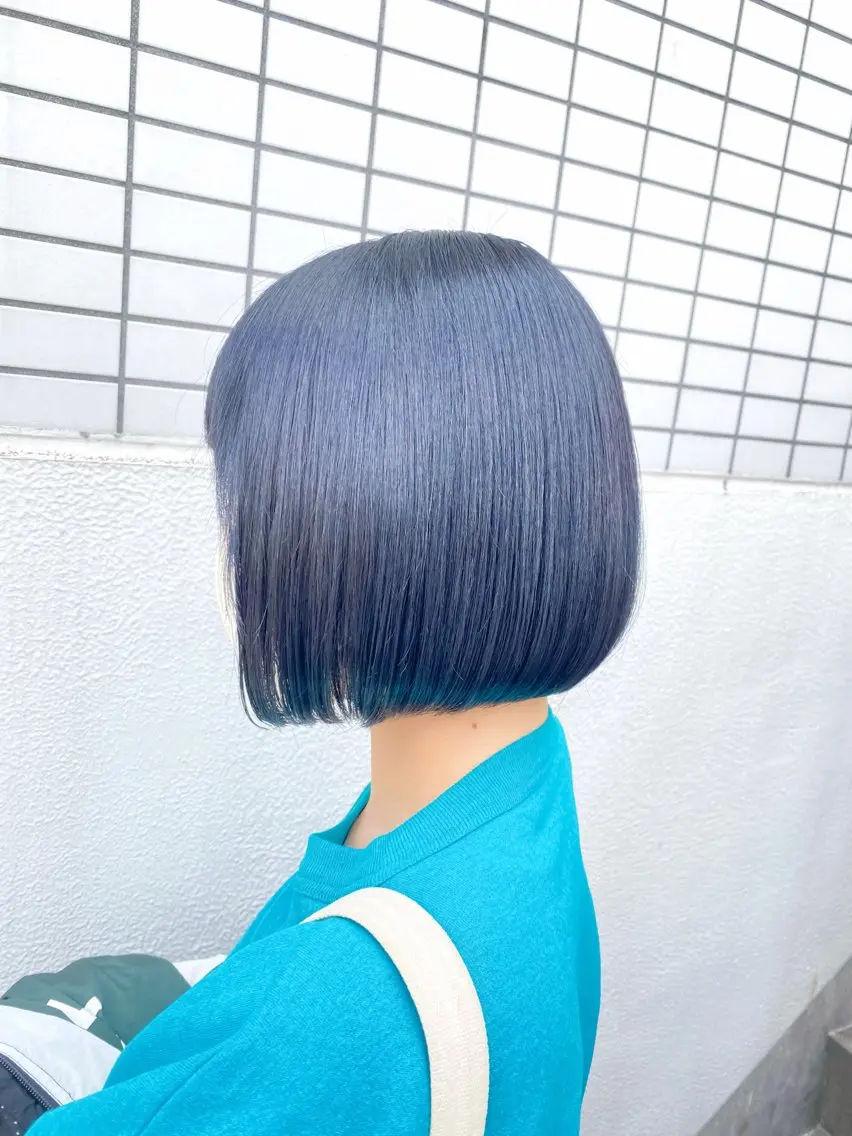 ショート カラー パーマ ヘアアレンジ メンズ 切りっぱなしボブ 前下がりボブ ボブ 【縮毛矯正ブリーチ】 MANATO🌈のヘアスタイル