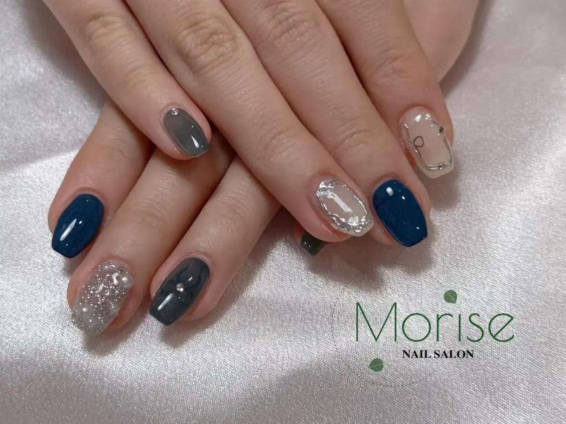 ネイル 長さ出し フレンチネイル ジェルネイル ガラスフレンチ 韓国ネイル MoriseNail Jr研修💜はるかのネイルデザイン