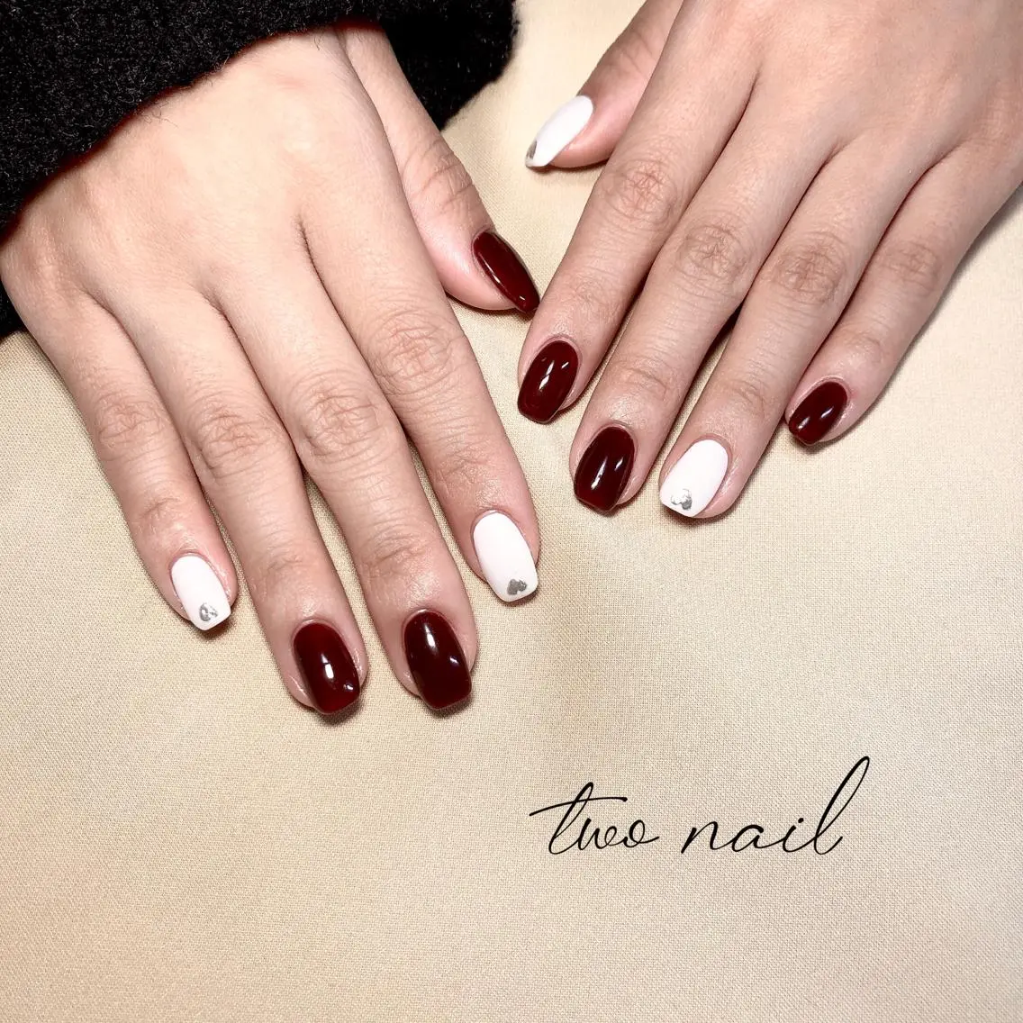 ネイル アートネイル フットネイル ハート ニュアンスネイル ホワイト two nailのネイルデザイン