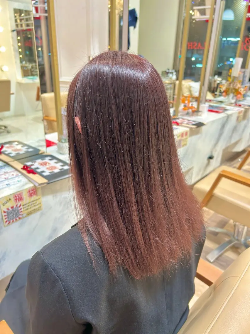 セミロング カラー ブリーチ ダブルカラー ブリーチなしカラー レッドカラー 髪質改善 大阪梅田/レイヤー/ ハイライト/yuuのヘアスタイル