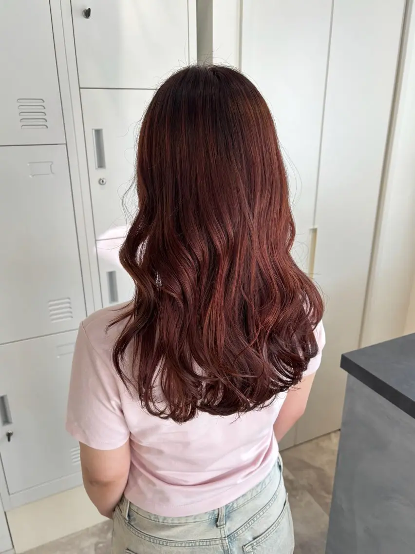 ロング カラー ブラウンカラー ピンクカラー ピンクブラウン ヘアカラー recipe la couleurちずのヘアスタイル
