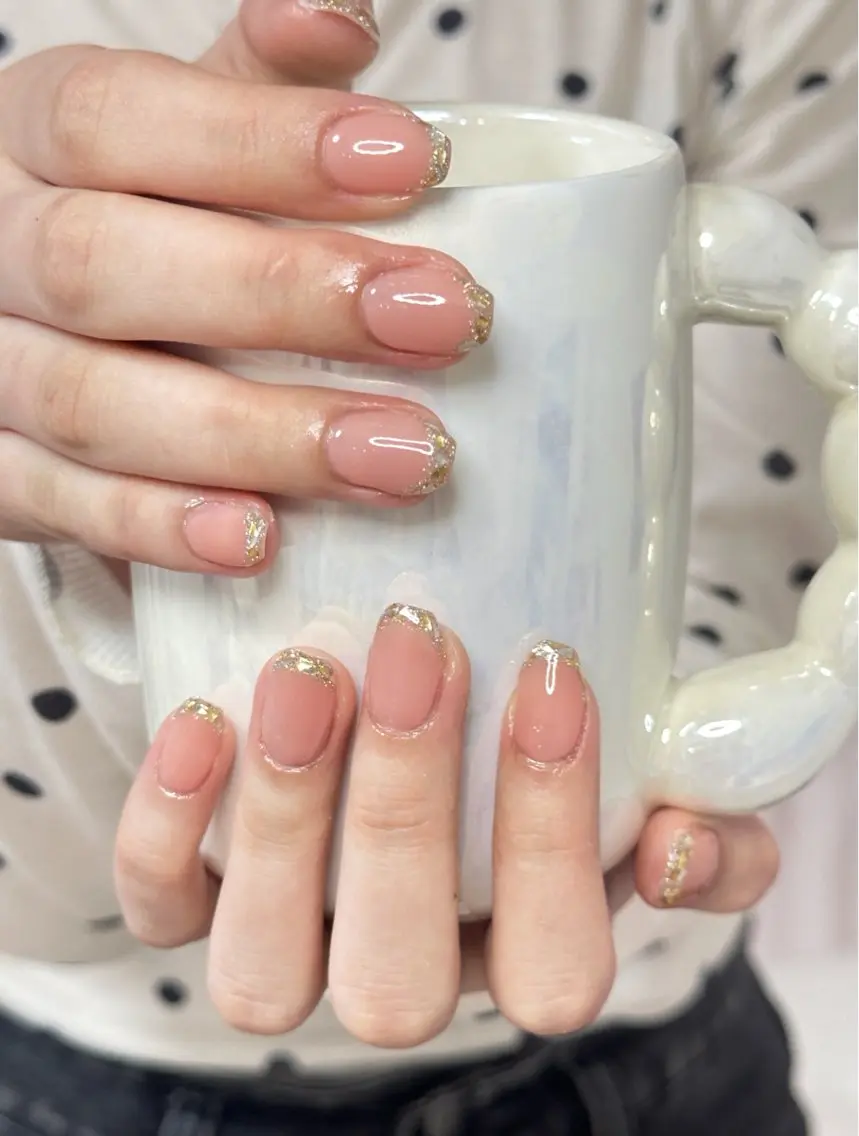 ネイル アートネイル オーロラネイル チークネイル フレンチネイル ガラスフレンチ 🎀YooLi Nail salonのネイルデザイン