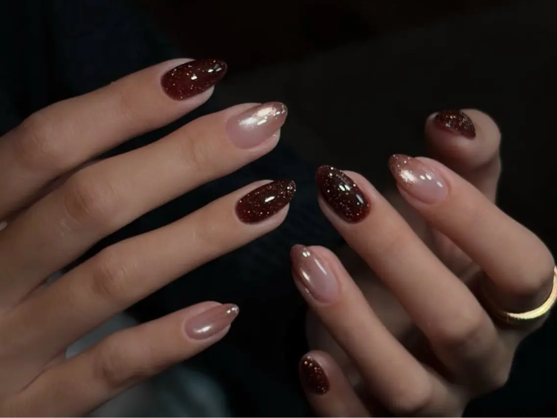 ネイル ブラウン フットネイル フレンチネイル グラデーション 氷ネイル・うるうるネイル ハンドネイル Mixx Nail_ Studioのネイルデザイン
