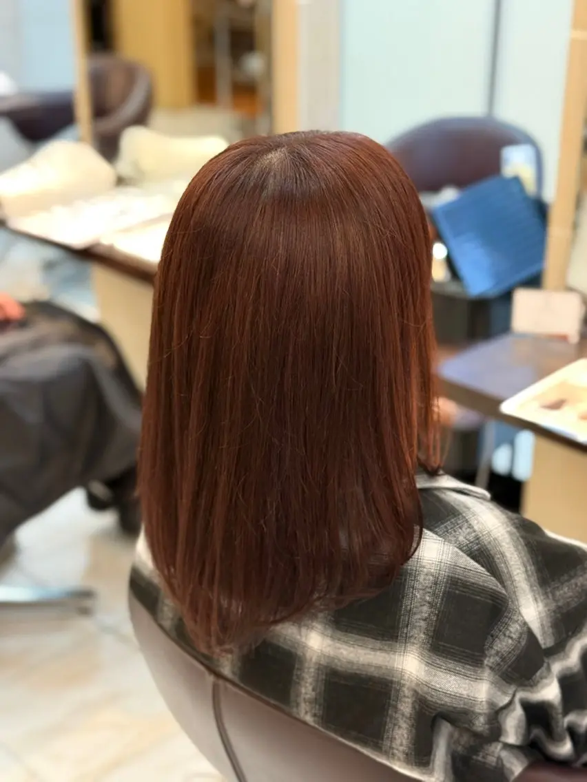 ミディアム レッドブラウン 篠崎 大翔のヘアスタイル