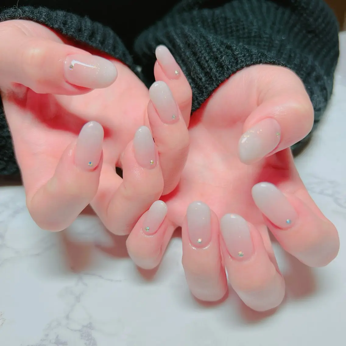 ネイル グラデーション ホワイト ハンドネイル たきぐち みちこのネイルデザイン