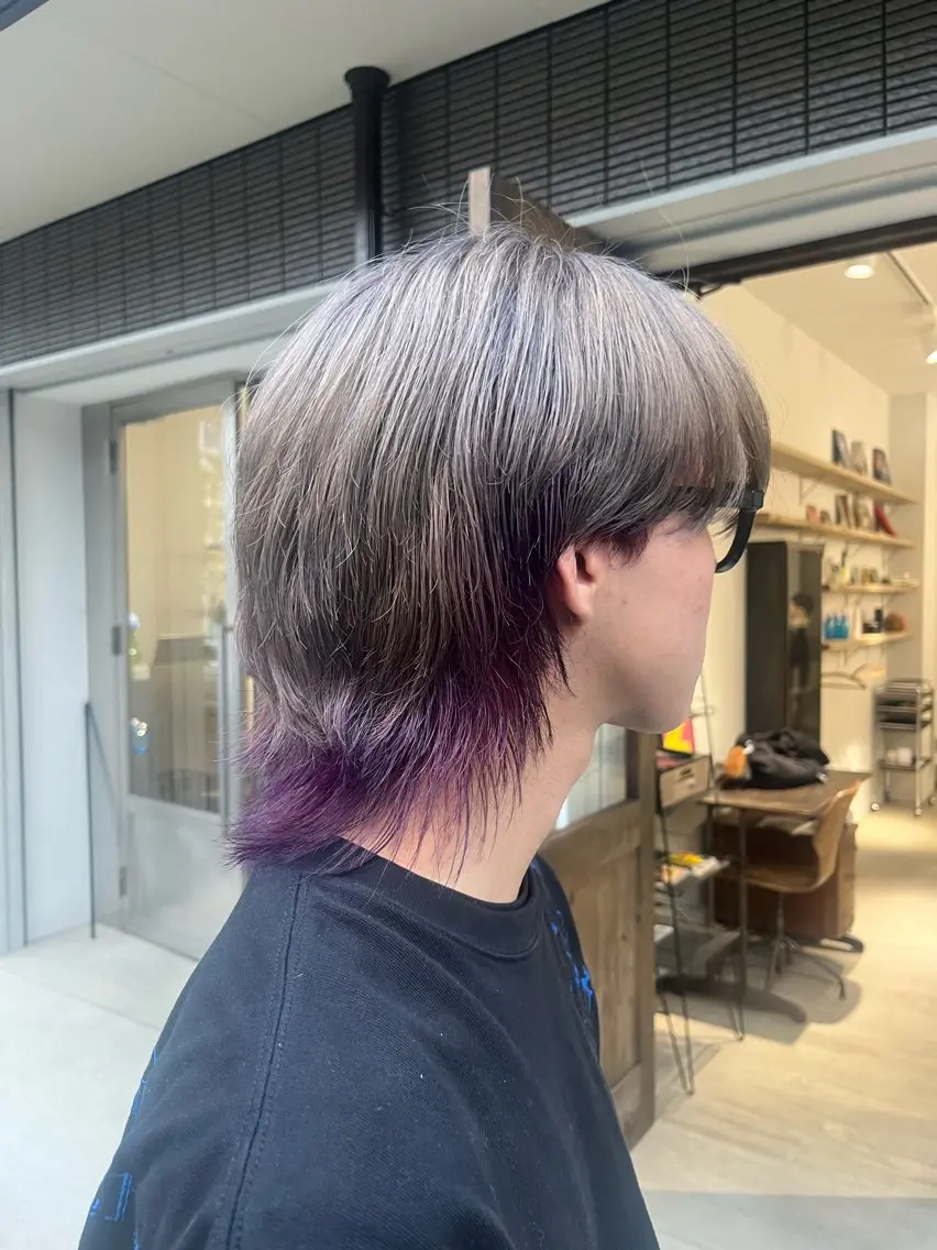 カラー メンズ メンズウルフカット ウルフカット ヘアカラー トリートメント 🫧透明感艶カラー 🥣Ousuke💫のヘアスタイル