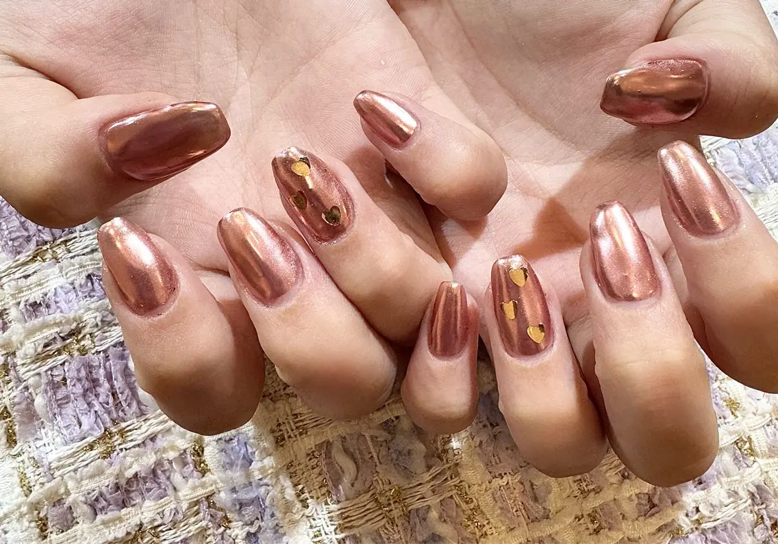 ネイル ハート メンズネイル ミラーネイル ハンドネイル MIMnail メンズネイリストのネイルデザイン