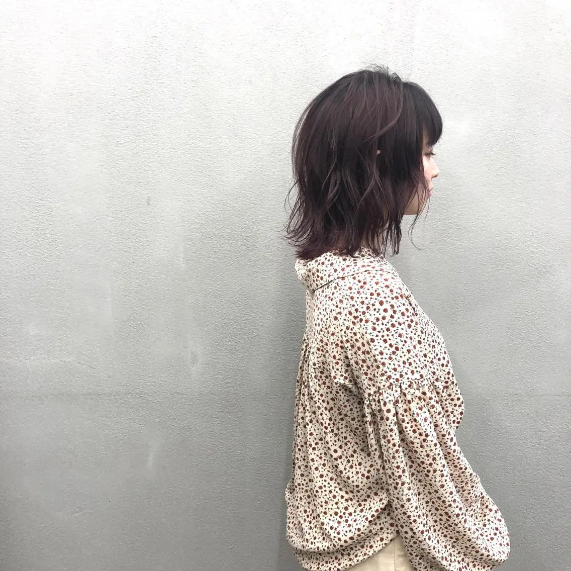 ミディアム カラー 切りっぱなしボブ ピンクカラー ボブ カット ヘアカラー トリートメント ショート/ボブ/ 白髪染め/メンズ葛西のヘアスタイル