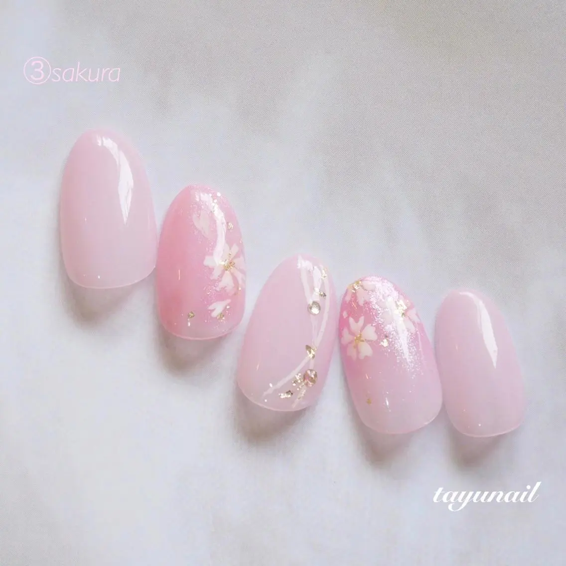 ネイル アートネイル ブルー 桜ネイル フットネイル スカルプネイル ネイルサロン 【たゆnail】のネイルデザイン