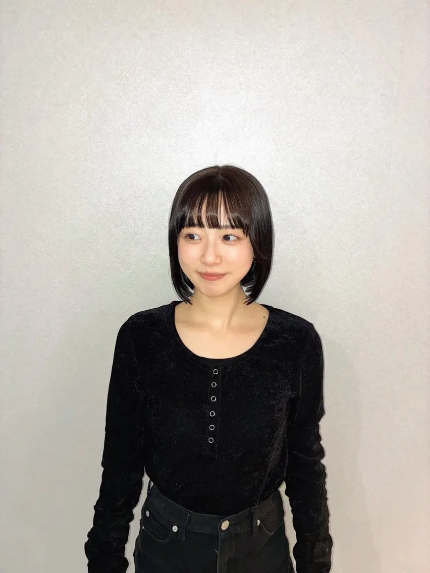 ミディアム カラー ブラウンカラー ボブ ハナダ メイのヘアスタイル