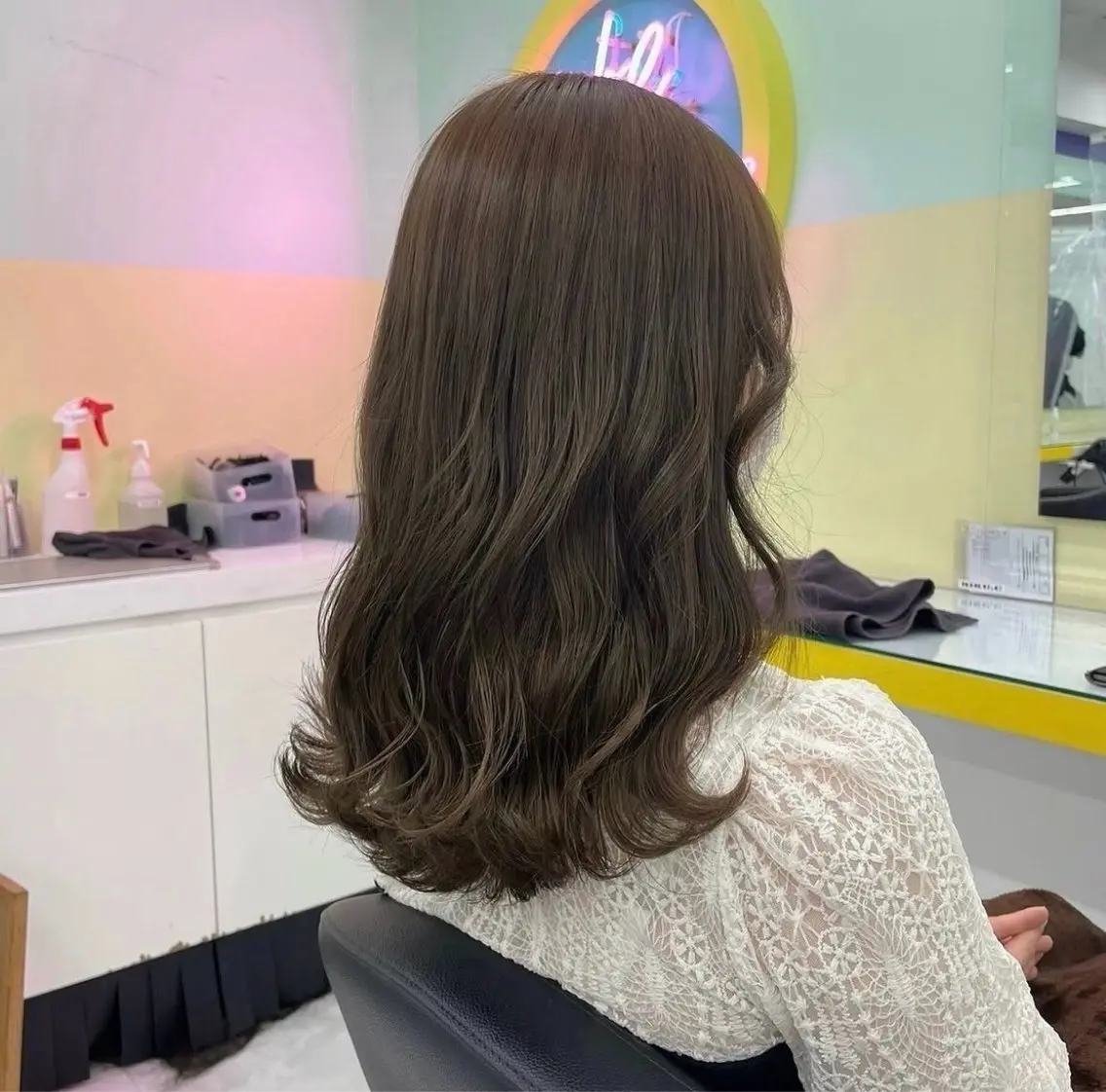 セミロング カラー ヘアアレンジ 透明感カラー 韓国風カラー 韓国風ヘア ヘアカラー 渋谷カラーモデル募集 🤍【Ayaka】のヘアスタイル