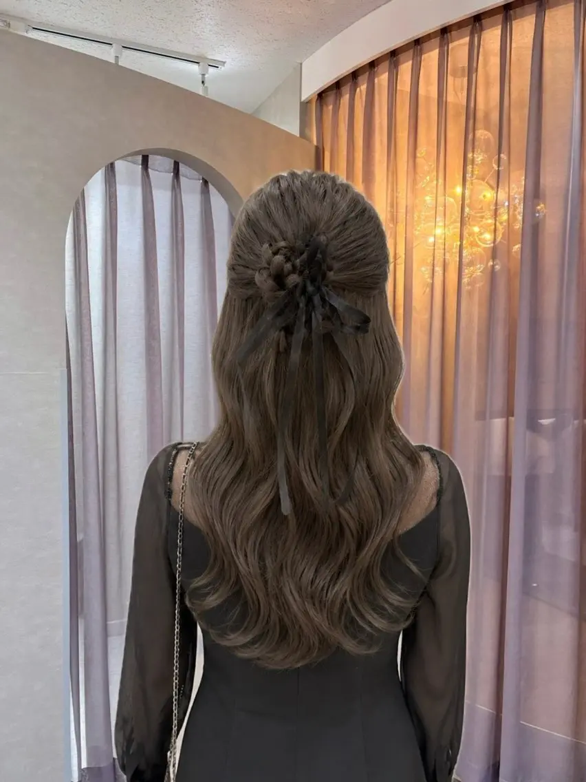 ロング ヘアアレンジ ハーフアップ ヘアセット 🎀髪質改善/艶カラ ー/大宮/そら🎀のヘアスタイル