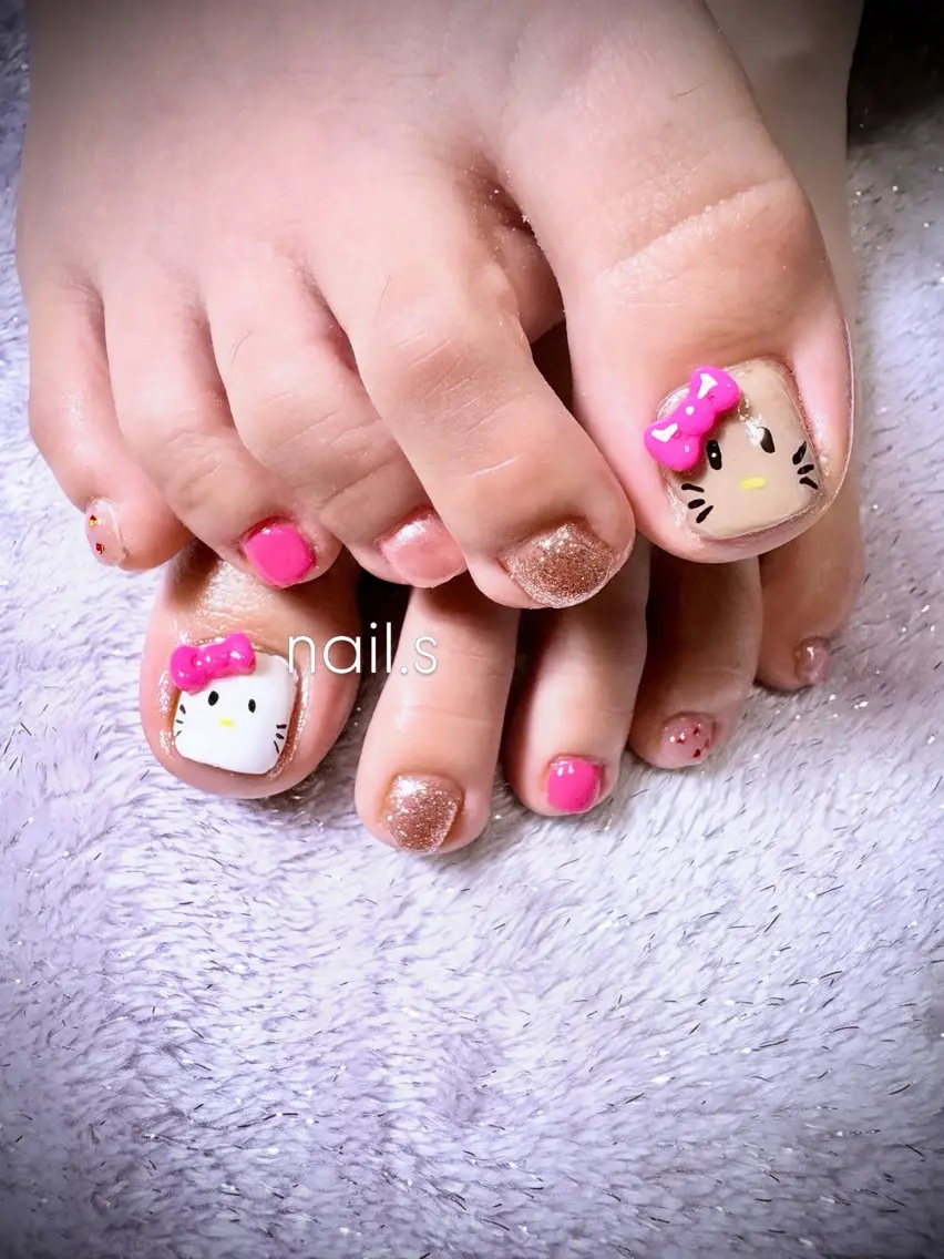ネイル フットネイル ピンク フットネイル nail.s misatoのネイルデザイン