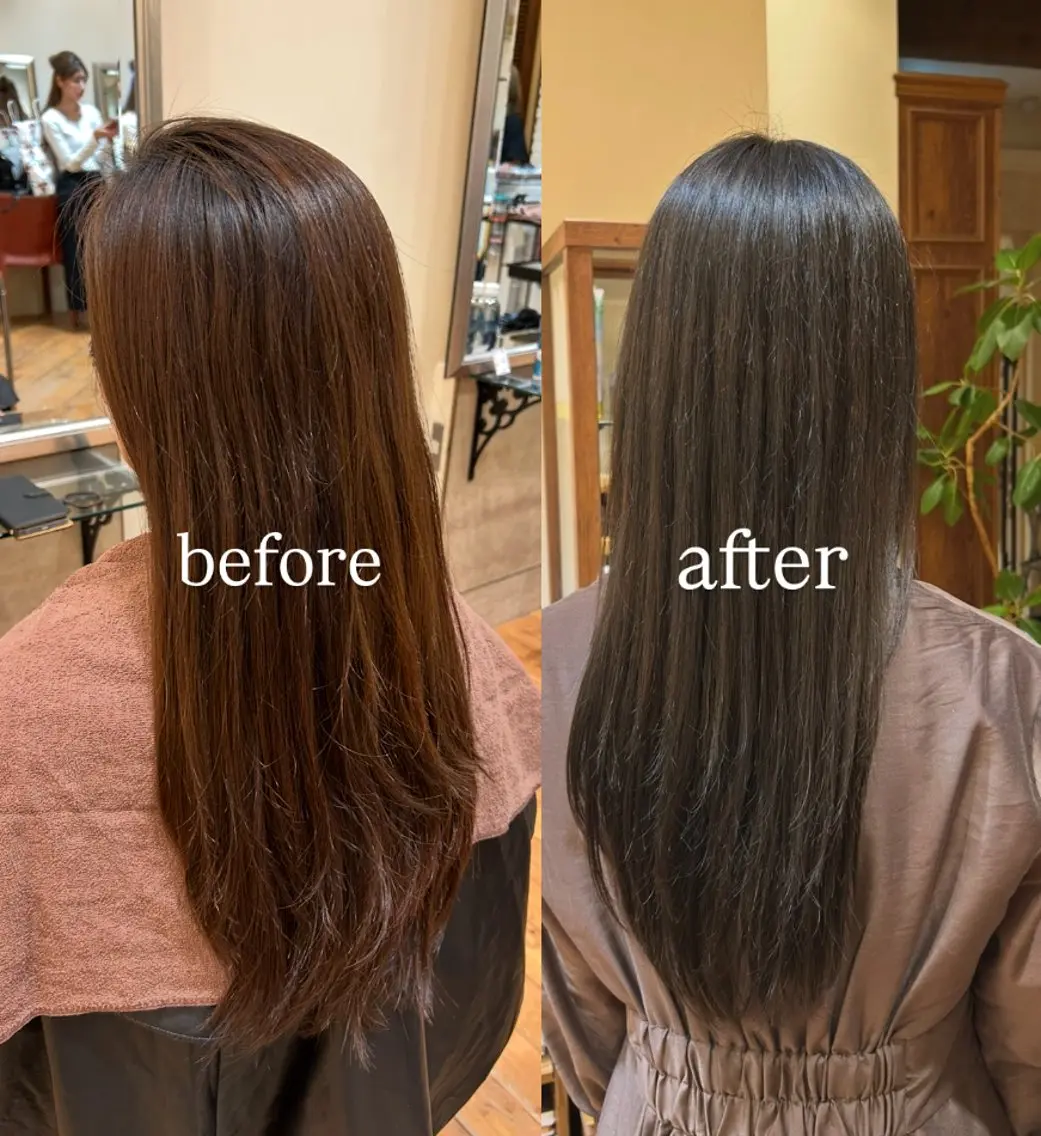 カラー アッシュ 透明感カラー 根本 琴子のヘアスタイル