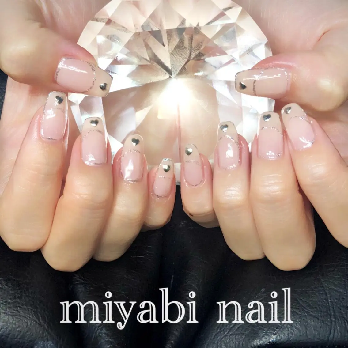 ネイル フレンチネイル ジェルネイル ラメ(グリッター) 持ち込み ハンドネイル miyabi nail 桂川駅近くのネイルデザイン