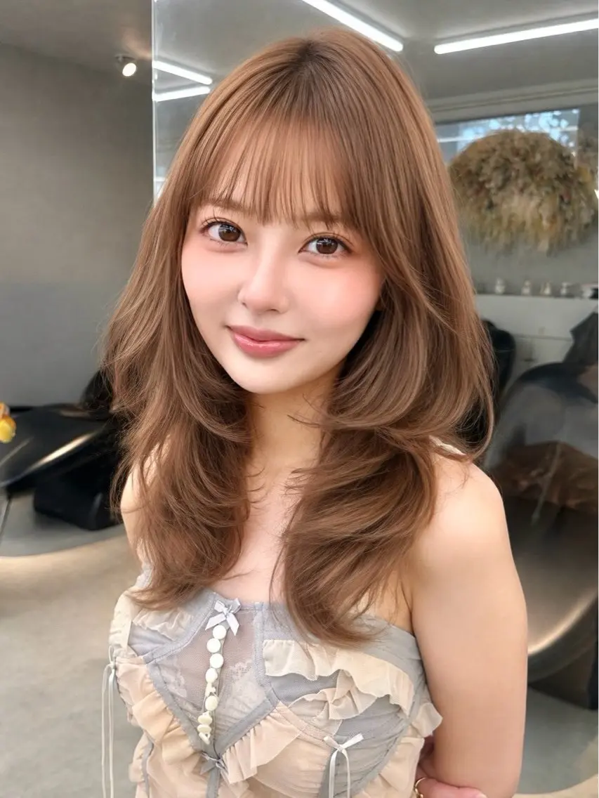 ミディアム カラー ヘアカラー トリートメント Lond mare レイヤーカット/韓国のヘアスタイル