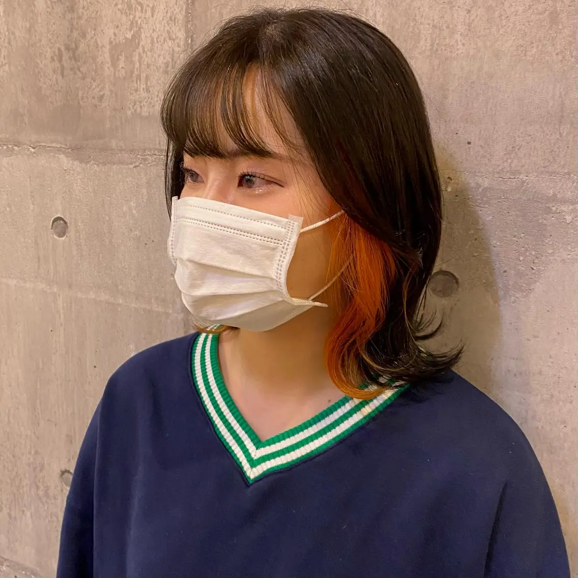 ミディアム カラー オレンジ ヘアカラー 比嘉 陽のヘアスタイル
