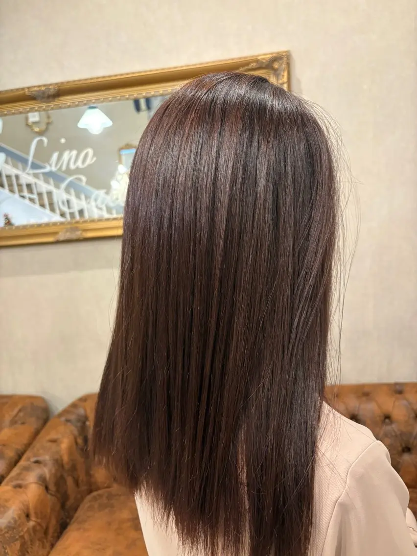 ロング 縮毛矯正 Calbari 鎌田美歩のヘアスタイル