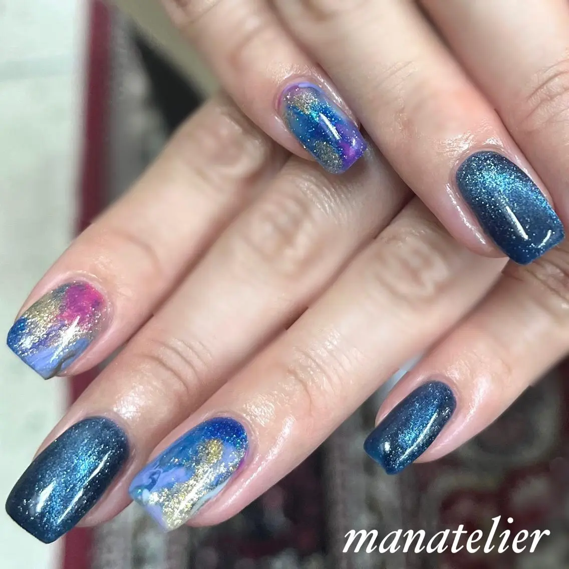 ネイル マグネットネイル ニュアンスネイル ハンドネイル manatelier マナトリエのネイルデザイン