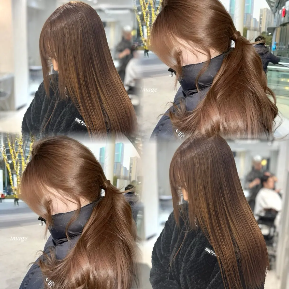 ロング カラー ヘアカラー トリートメント 髪質改善ストレート 韓国風レイヤー池袋のヘアスタイル