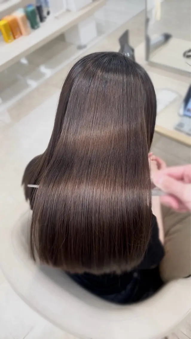 ロング シャドウパーマ／骨格 矯正カット　トモキのヘアスタイル