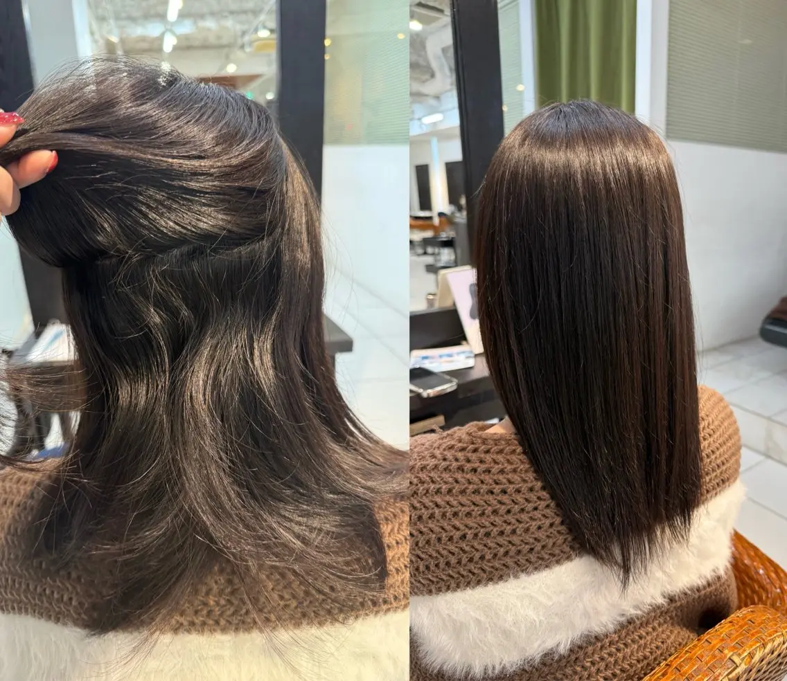 セミロング 縮毛矯正 たかしな けいなのヘアスタイル