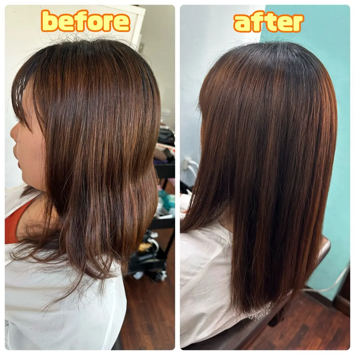 セミロング 縮毛矯正 三原 友美のヘアスタイル