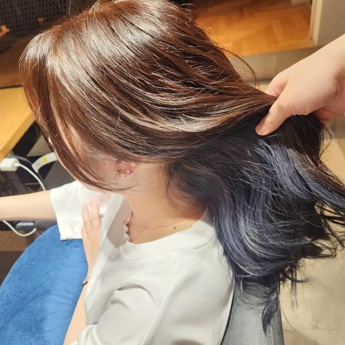 セミロング カラー ブラウンカラー 大参 花のヘアスタイル
