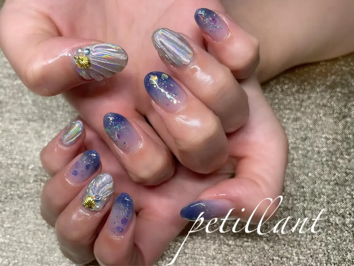 ネイル アートネイル キラキラネイル シンプルネイル nail salon petillantのネイルデザイン