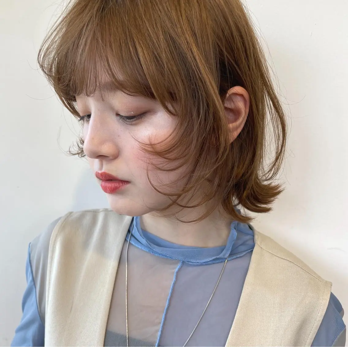 ミディアム カラー ボブレイヤー ボブ 顔まわりレイヤー レイヤーカット 似合わせヘア🤍 面田法子のヘアスタイル