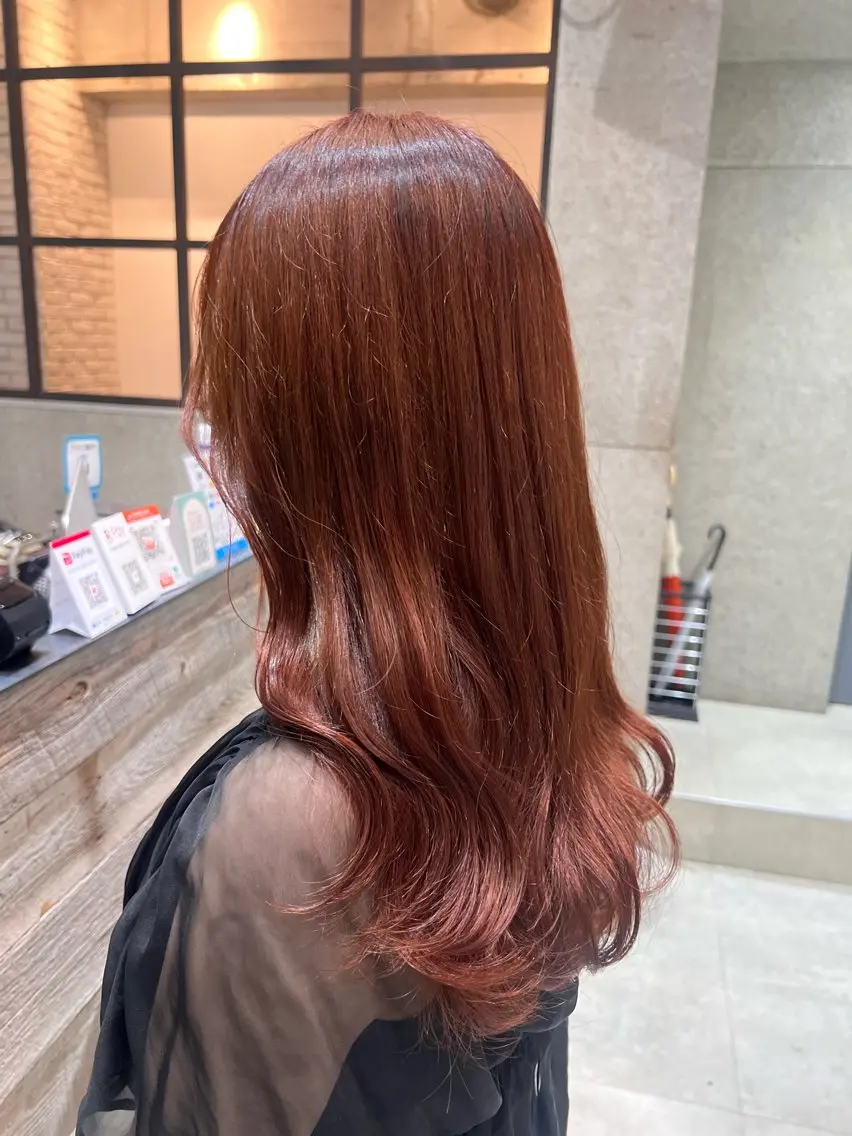 セミロング カラー オレンジ ピンクカラー カット ヘアカラー トリートメント 🌿ニュアンス/髪質 改善🌿Fukudaのヘアスタイル