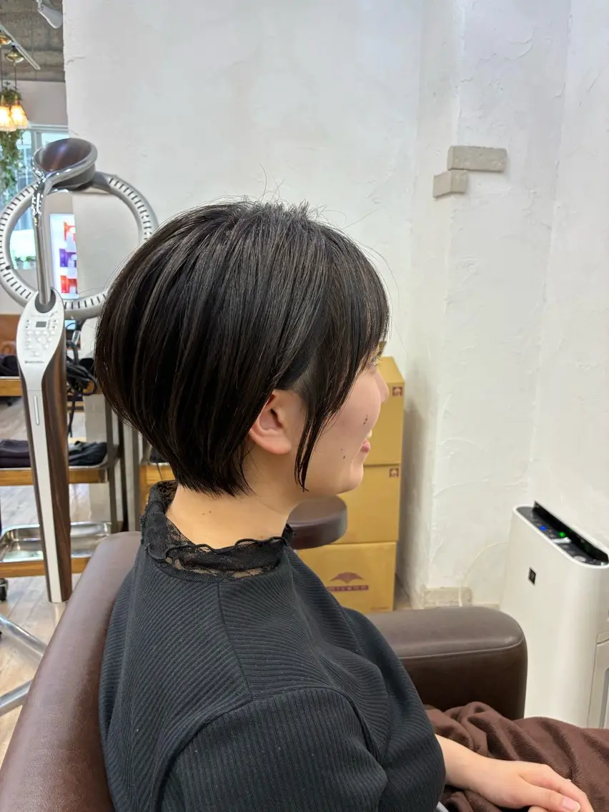 ショート ショートボブ 丸みショート ボブ くびれヘア 顔周りカット カット トリートメント Ai まとまる 縮毛矯正/ショートのヘアスタイル