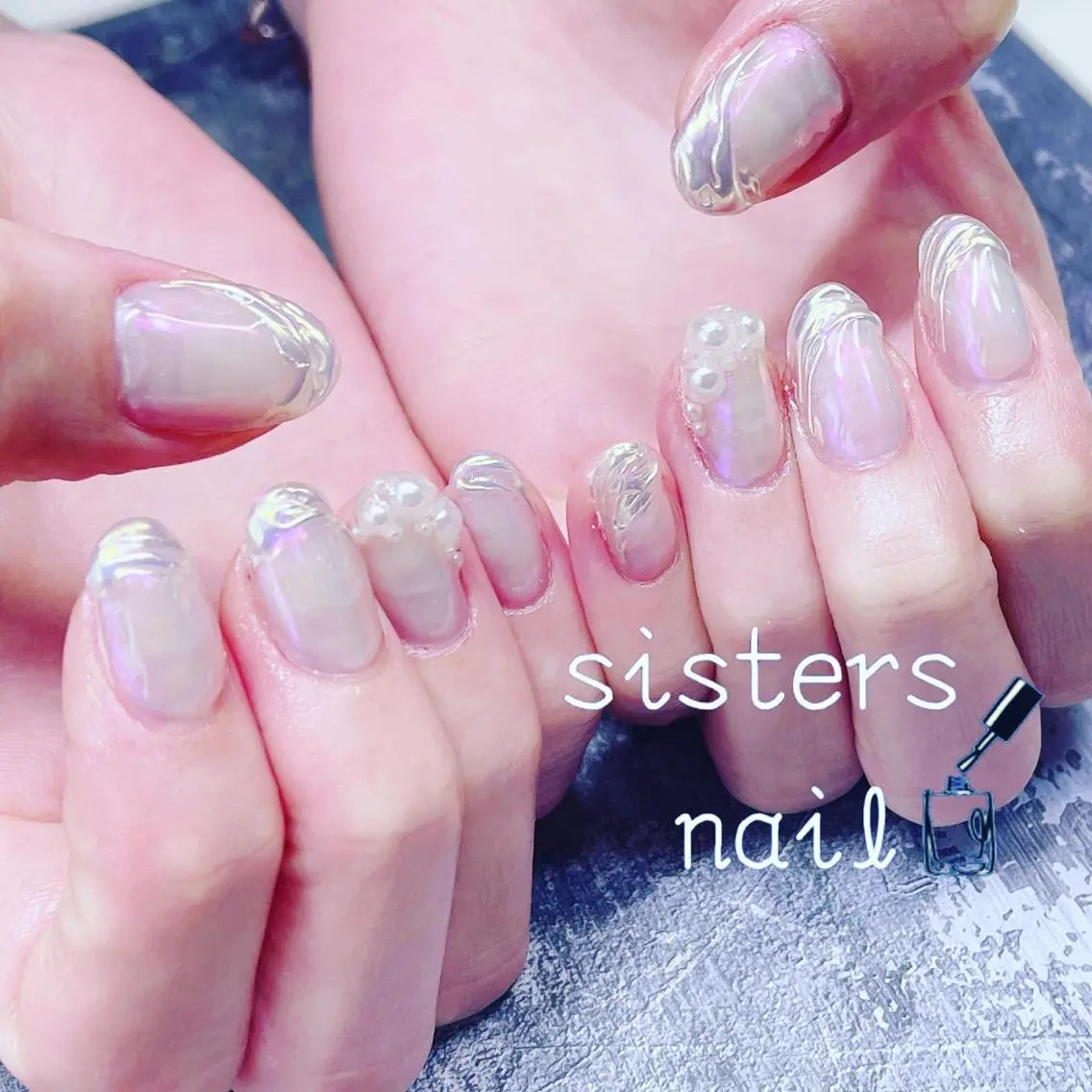 ネイル アートネイル オーロラネイル フレンチネイル ミラーネイル ニュアンスネイル ハンドネイル ハンドケア sisters nail.fのネイルデザイン