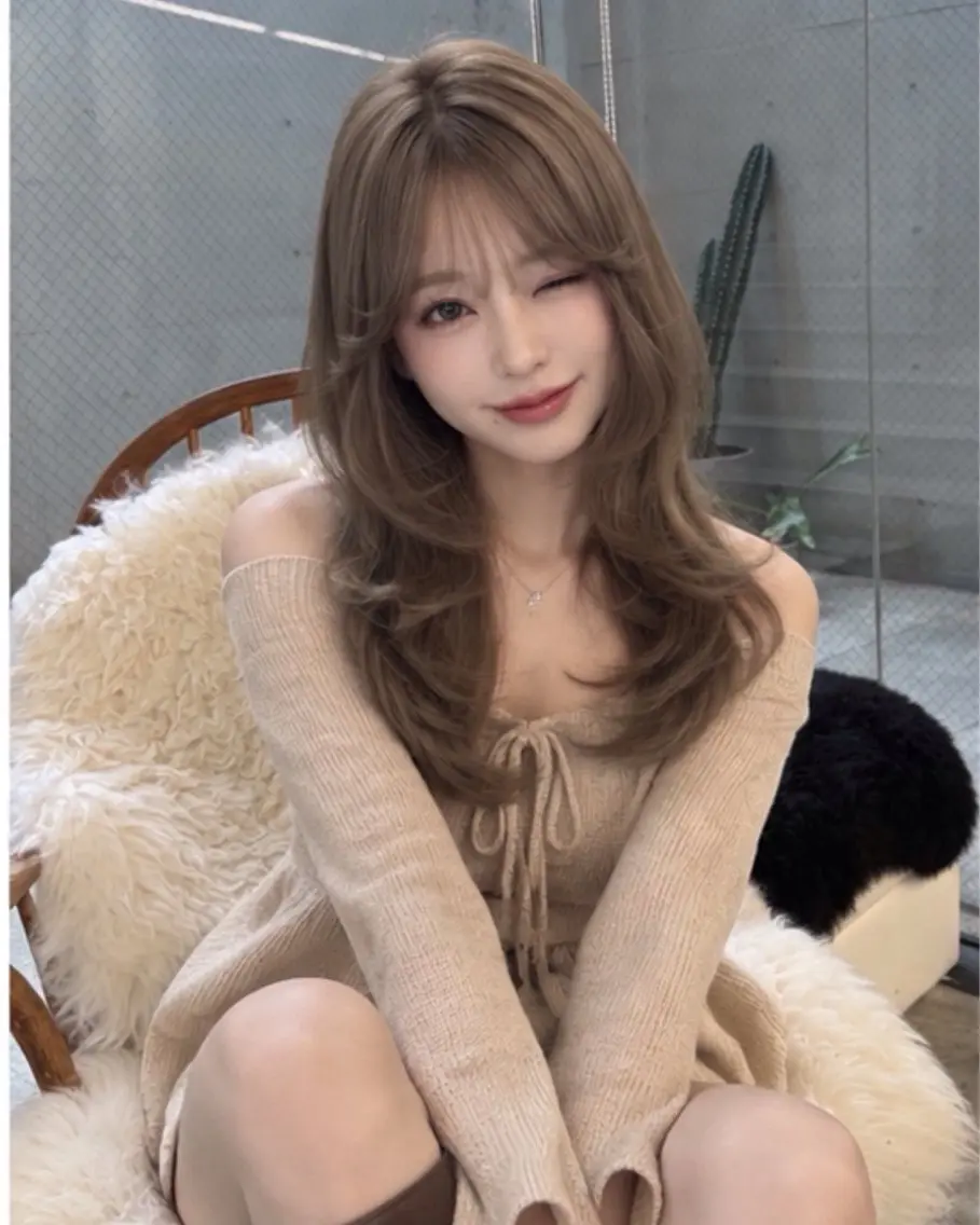 ロング ハッシュカット 韓国風ヘア レイヤーカット トリートメント カット pia 薬院のヘアスタイル