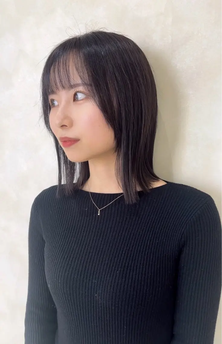 ミディアム ボブ ヨシンモリ 韓国風ヘア レイヤーカット 似合わせカット カット ヘアカラー トリートメント nao🎀zina 透明感/艶髪のヘアスタイル