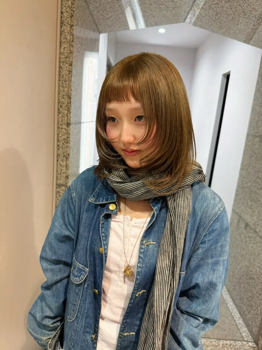 ミディアム カラー レイヤーカット オン眉 ❤️アヤカ レイヤーカット❤️のヘアスタイル