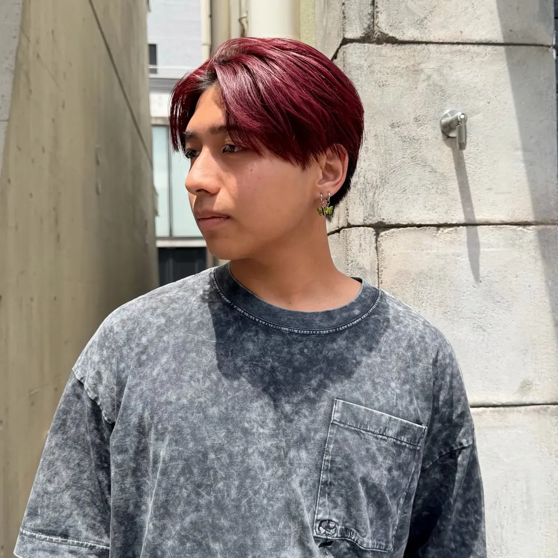 ショート カラー メンズ メンズハイトーン ダブルカラー ハイトーンカラー レッドカラー カット ヘアカラー トリートメント メンズ特化/パーマ/ メッシュ/竜成のヘアスタイル