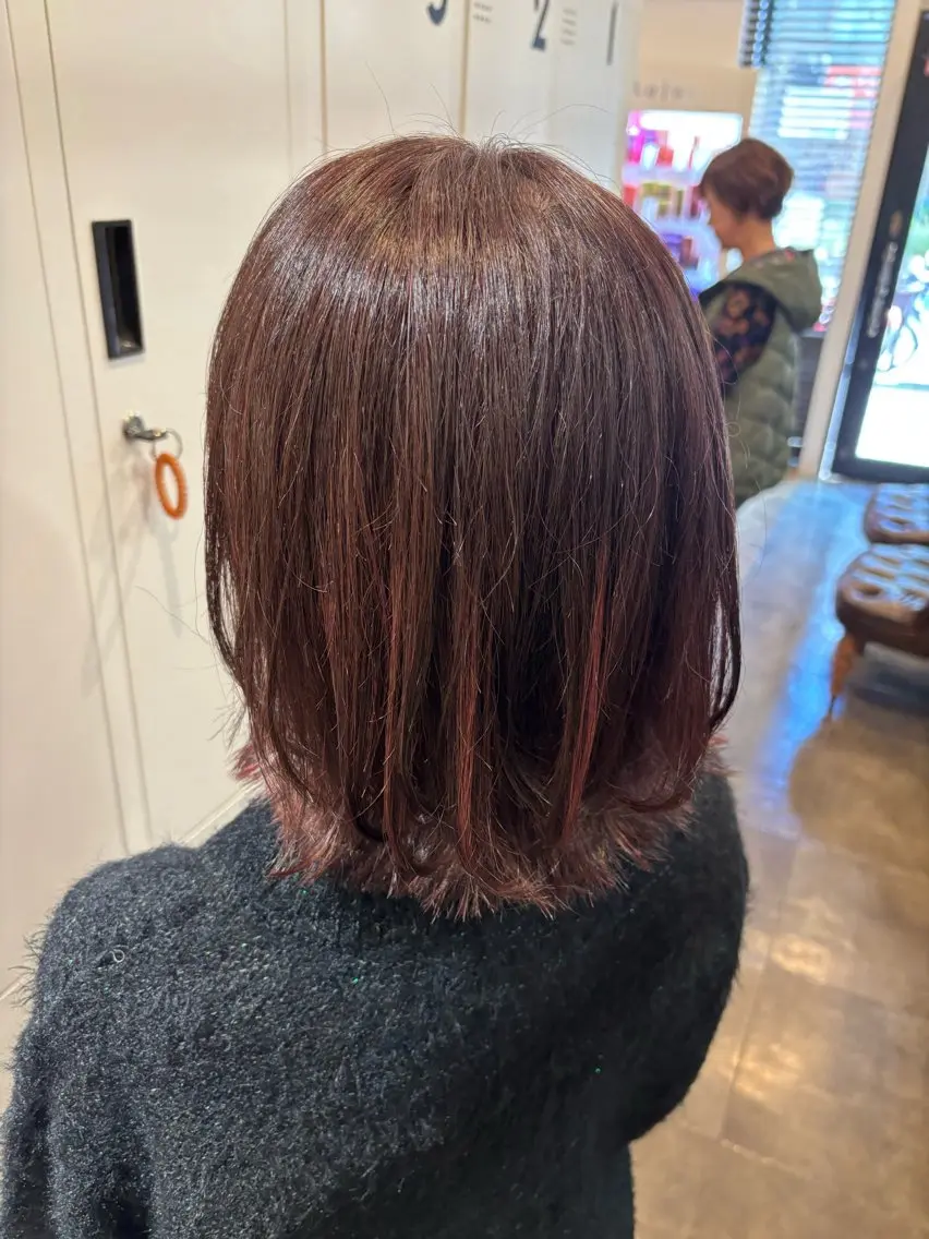 ミディアム カラー ブラウンカラー レッドカラー ヘアカラー トリートメント 加藤 つばさのヘアスタイル