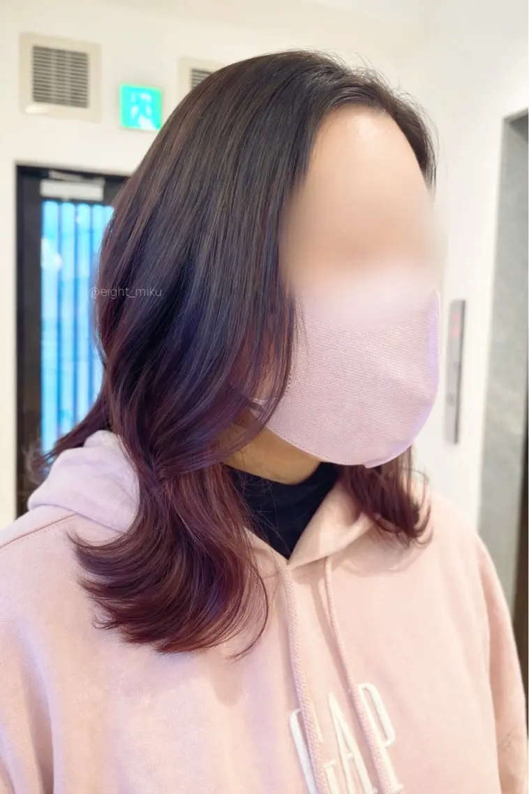 ミディアム カラー ブラウンカラー インナーカラー ピンクカラー ピンクブラウン ボブ miku🖤名駅¦顔 周り¦ヘアケアのヘアスタイル