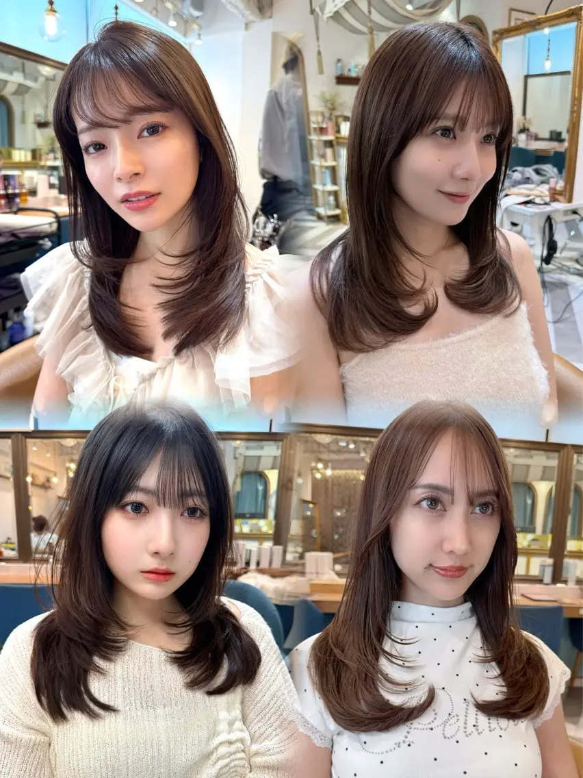 ミディアム カラー カット ヘアカラー トリートメント レイヤーカット /透明感カラー西田のヘアスタイル