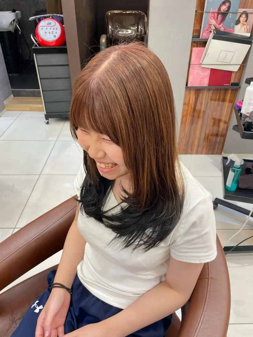ミディアム カラー ベージュカラー 黒髪 透明感カラー デザインカラー ヘアカラー 伊藤 隆星のヘアスタイル