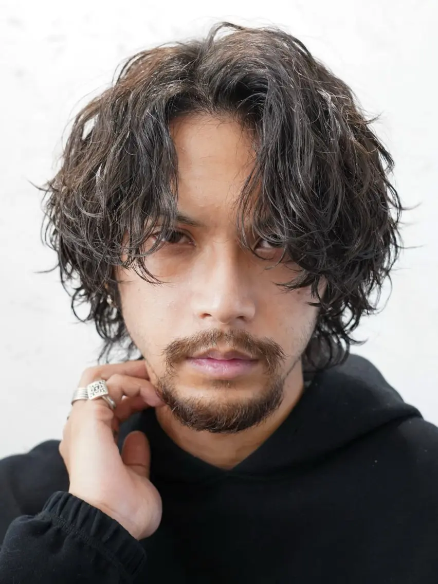ミディアム パーマ メンズ 当日予約⭕️ 太田のヘアスタイル
