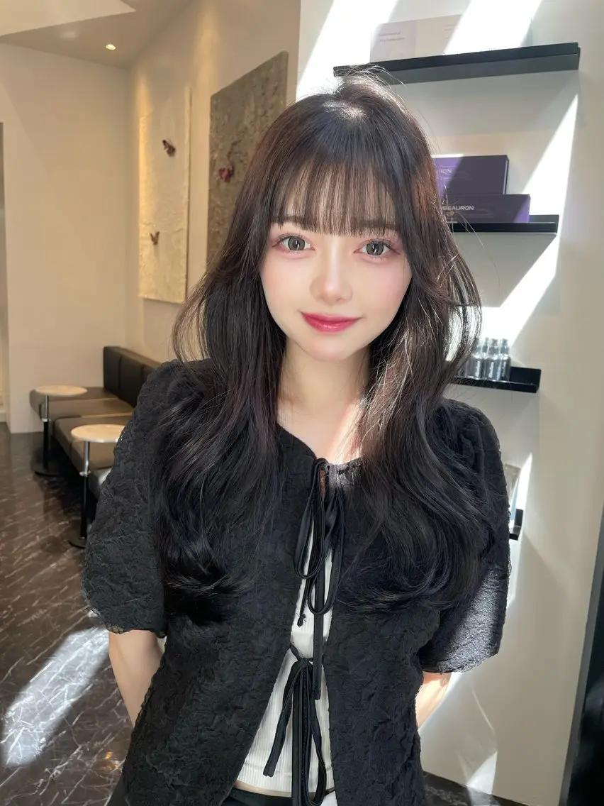 ロング カット ヘアカラー 韓国✖️網紅🖤 パーマYURIYAのヘアスタイル