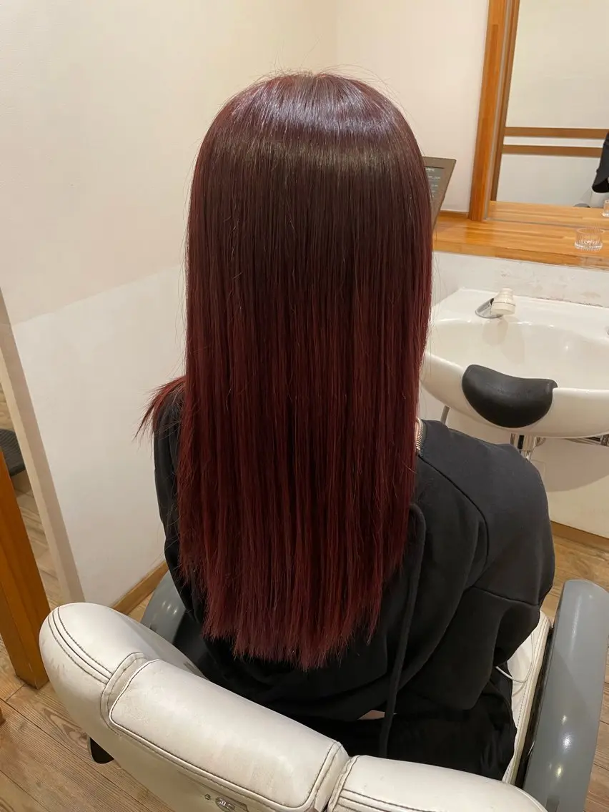 ロング カラー レッドカラー ROSSO川口店 キクチのヘアスタイル