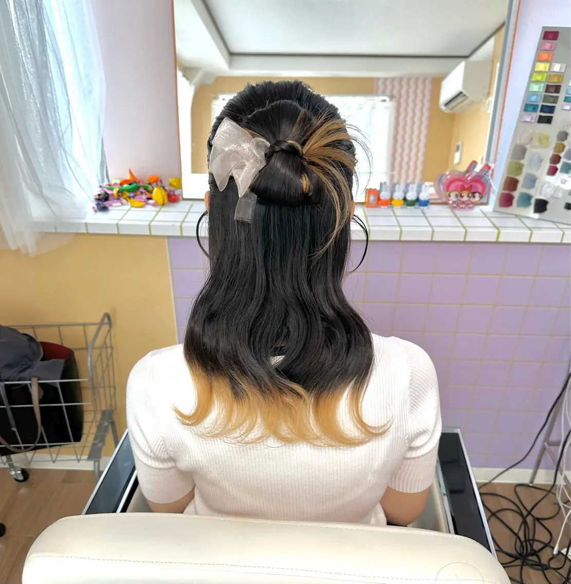 セミロング ヘアアレンジ ハーフアップ ヘアセット 杏寿 ヘアセットサロンのヘアスタイル