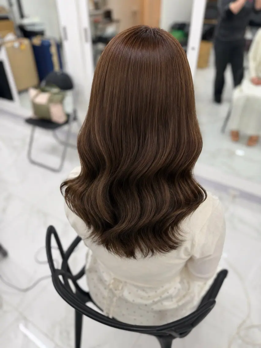 ミディアム くびれヘア 顔周りカット 髪質改善 ヨシンモリ 韓国風ヘア 🫧かいり🌷韓国 🪽京都❣️のヘアスタイル