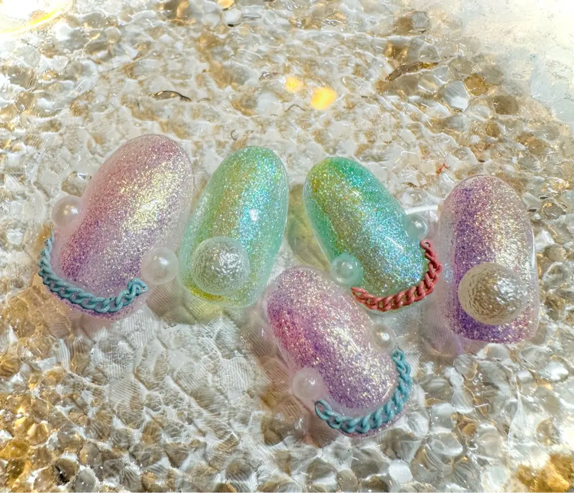 ネイル ラメ(グリッター) ハンドネイル 田端 笑理菜のネイルデザイン